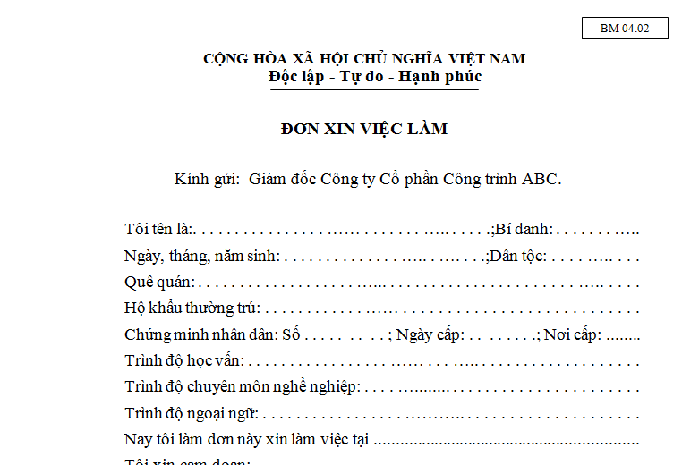 Đơn xin việc